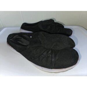 * CUSHION WALK Black Suede Bow Trim Mule Shoe Ladies Size 8